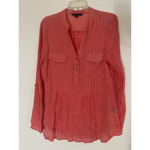 Zac & Rachel Tops - Zac & Rachel Womens Size Large Pink Long Sleeve Button Front Top